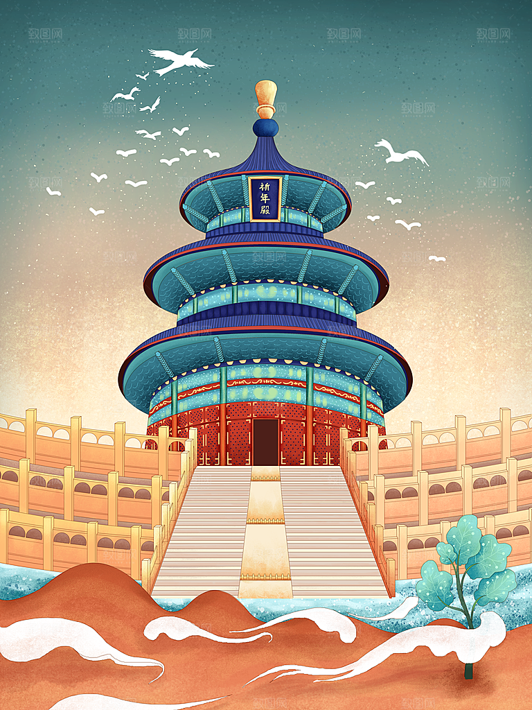 中国风手绘城市旅游地标文化海报