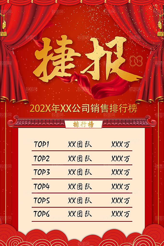 红色战绩销售战报创意海报