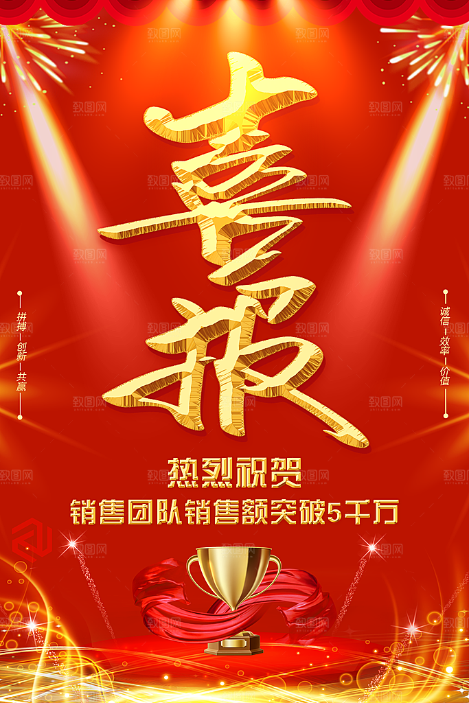 红色军令张企业战绩海报