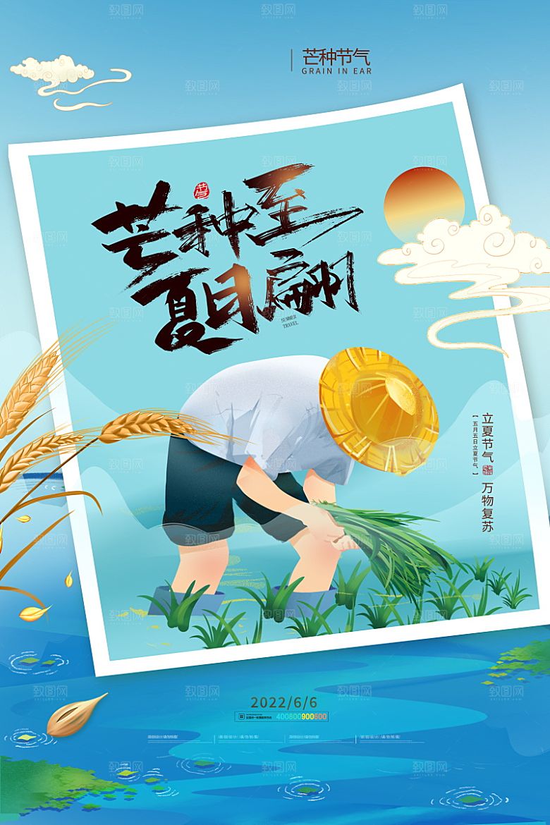 芒种节气简约大气海报