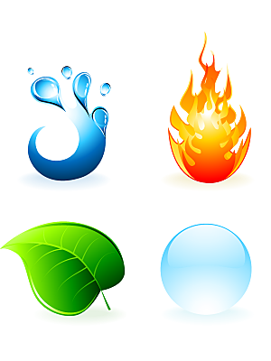创意天气能源火焰水滴树叶素材