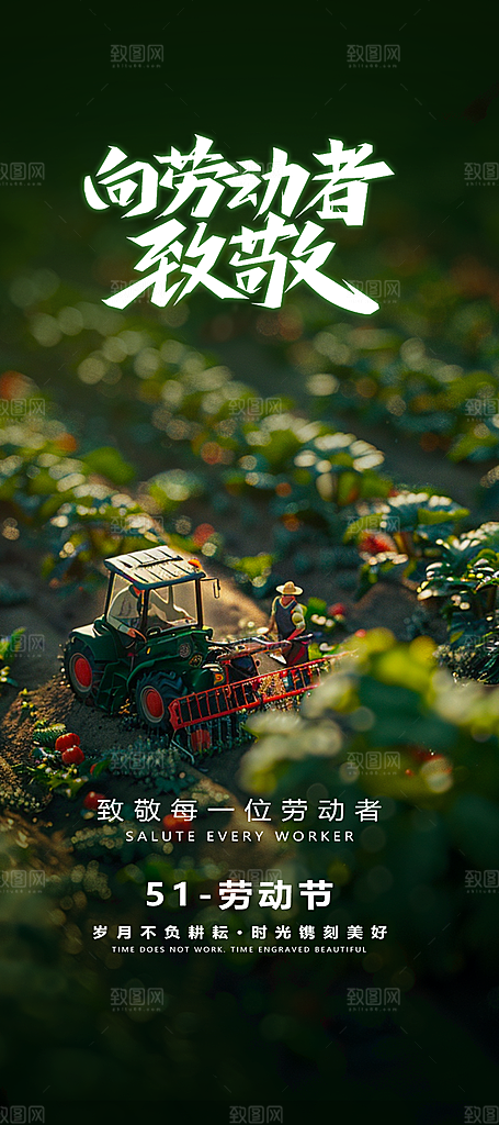 51劳动节简约创意手机海报