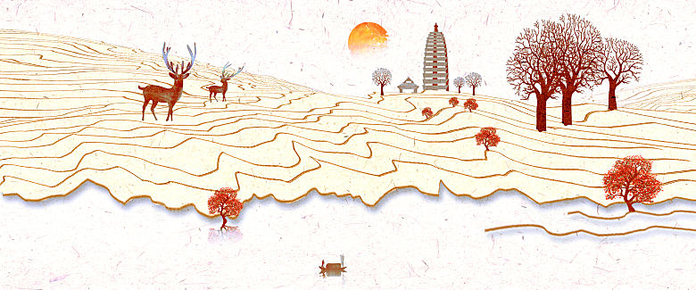 新中式渐变鎏金水墨山水装饰画
