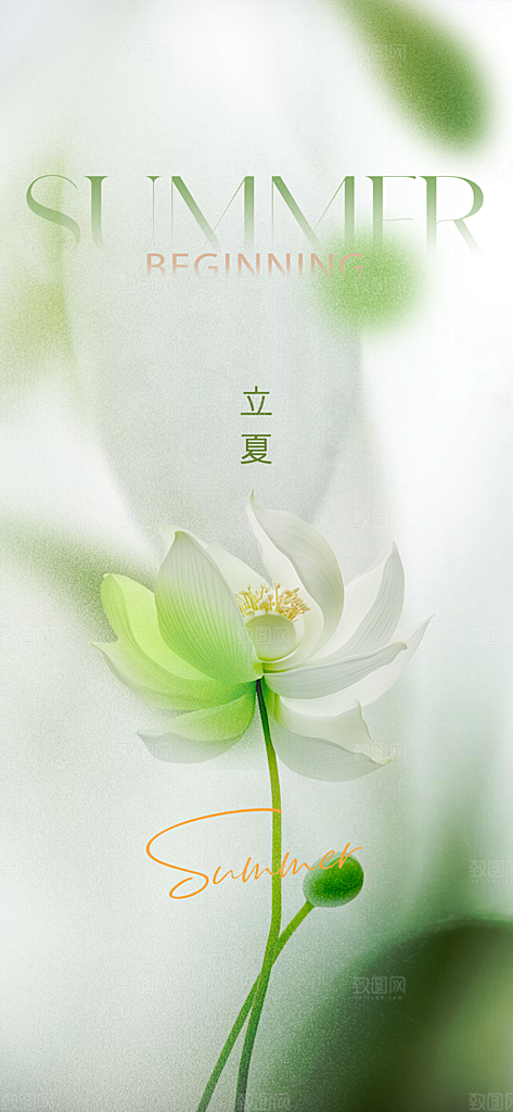 中国传统24节气立夏手机海报