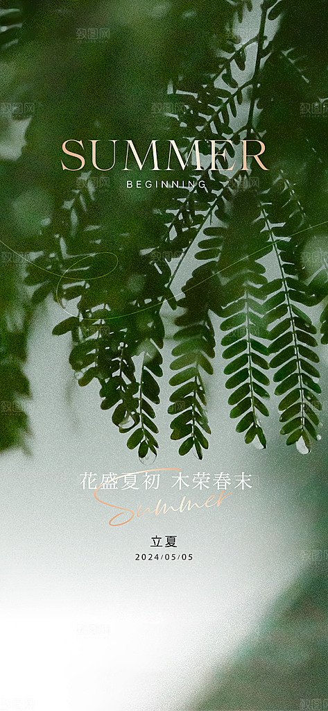 中国传统24节气立夏手机海报
