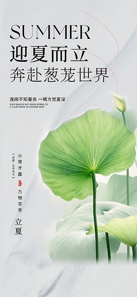 中国传统24节气立夏手机海报