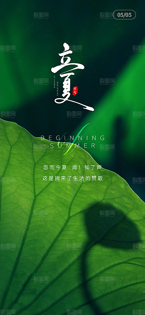 中国传统节气立夏手机海报