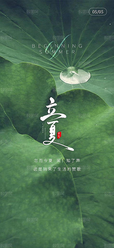 中国传统节气立夏手机海报
