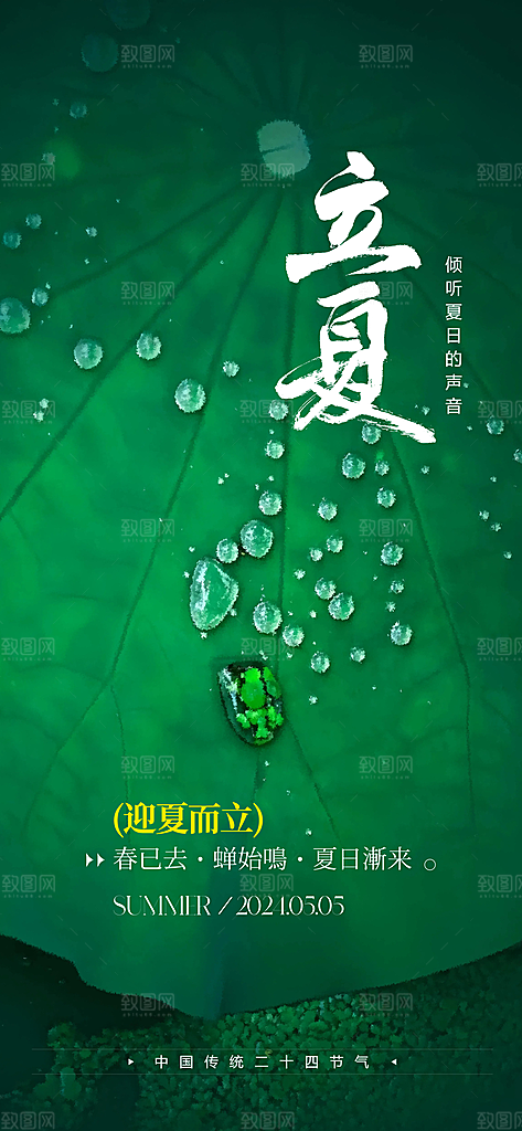 中国传统节气立夏手机海报