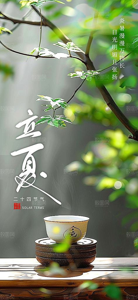 中国传统24节气立夏手机海报