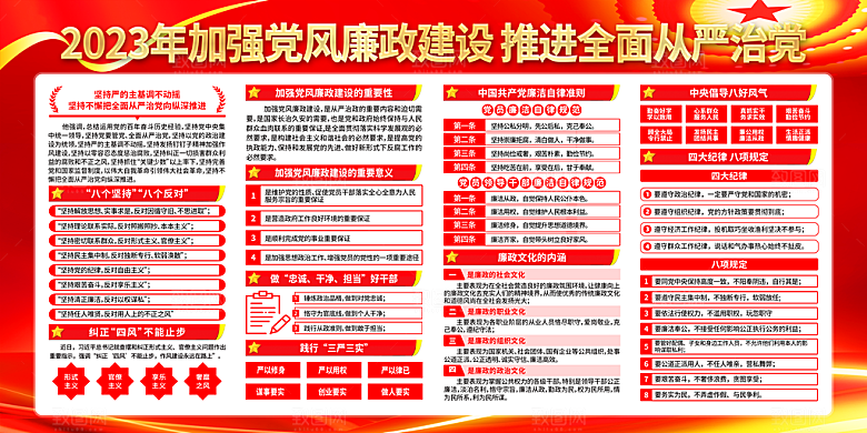 全面从严治党保障党风廉政建设宣传栏展板