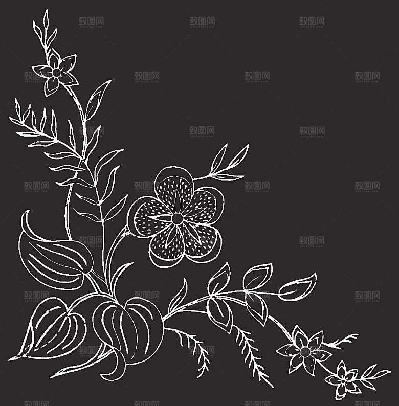 鲜花矢量手绘花朵线条花卉素材