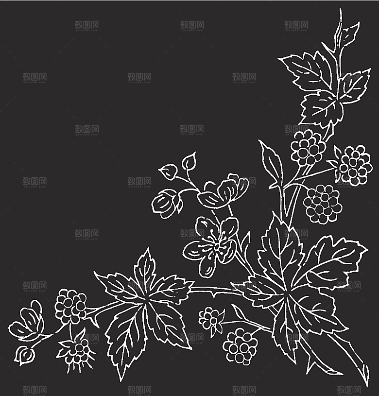 鲜花矢量手绘花朵线条花卉素材