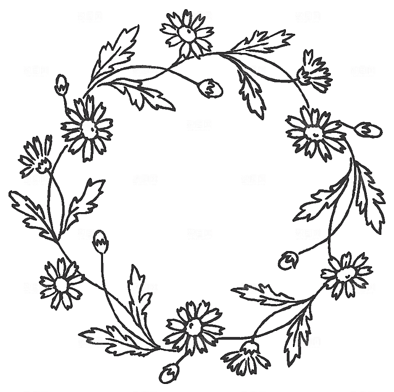矢量简约花朵线条png素材
