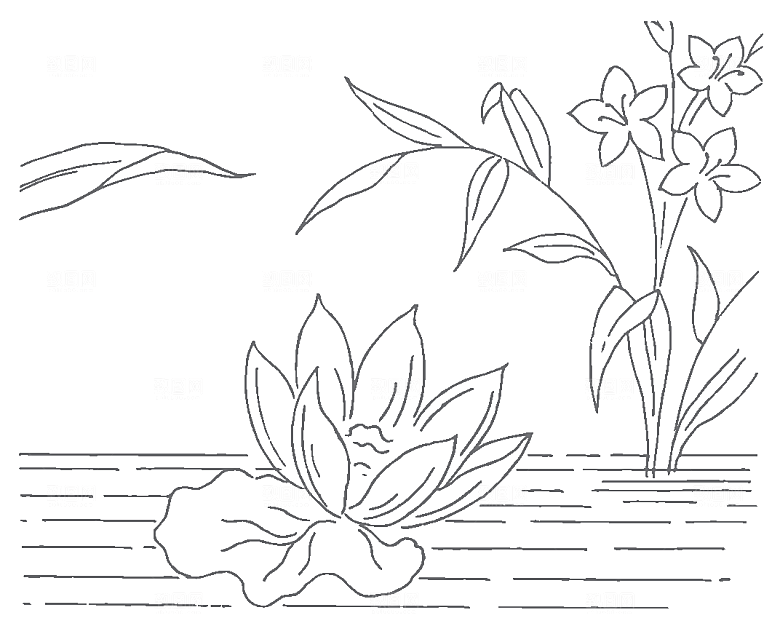 矢量简约花朵线条png素材
