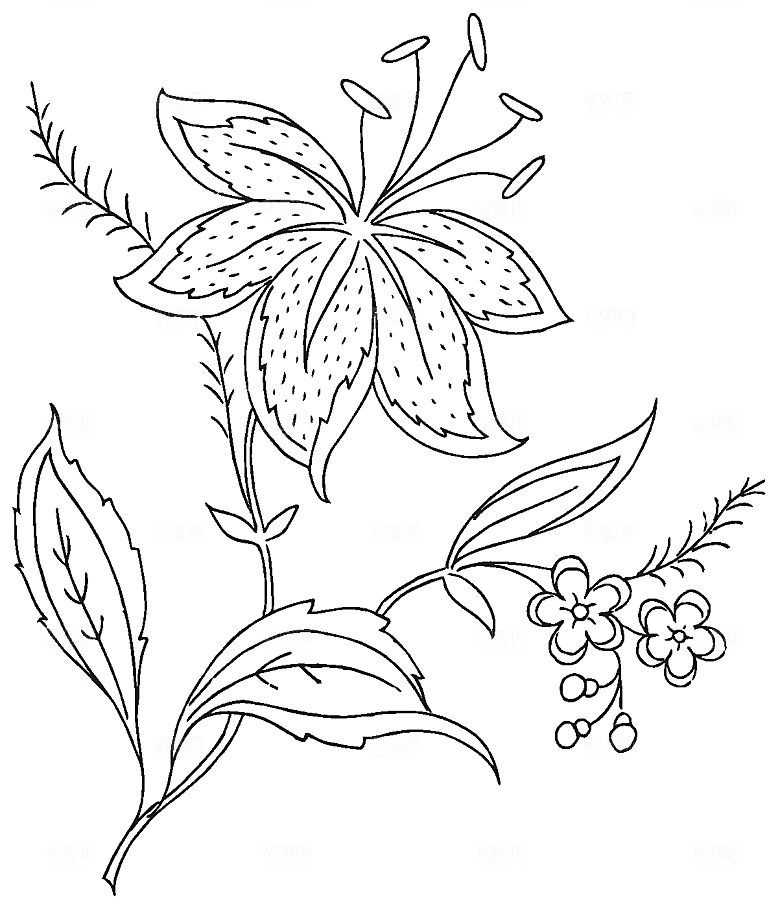 矢量鲜花花卉线条元素