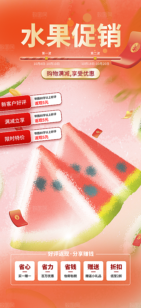 商场水果蔬菜促销优惠活动海报
