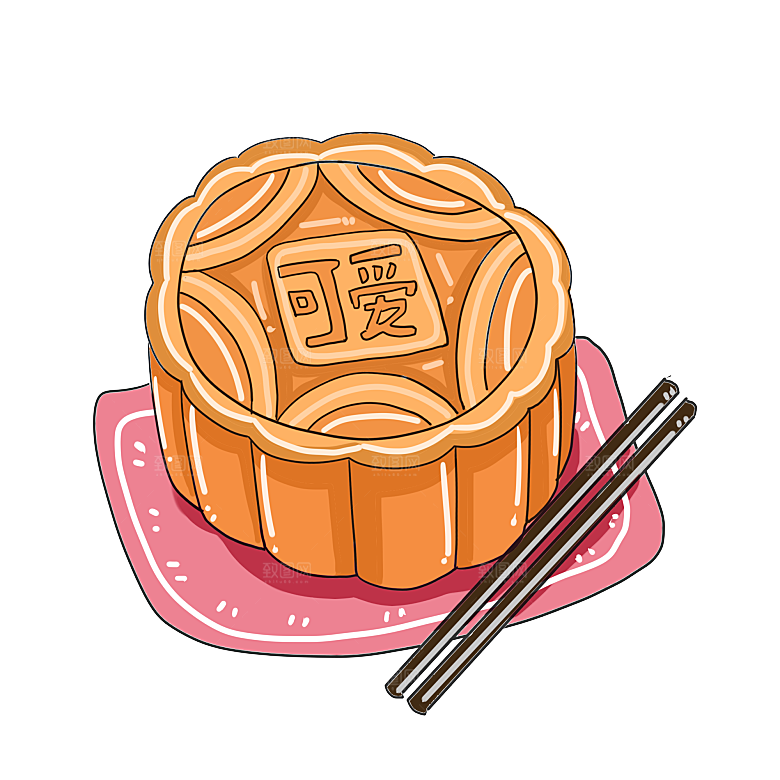 国潮风中秋节手绘装饰元素