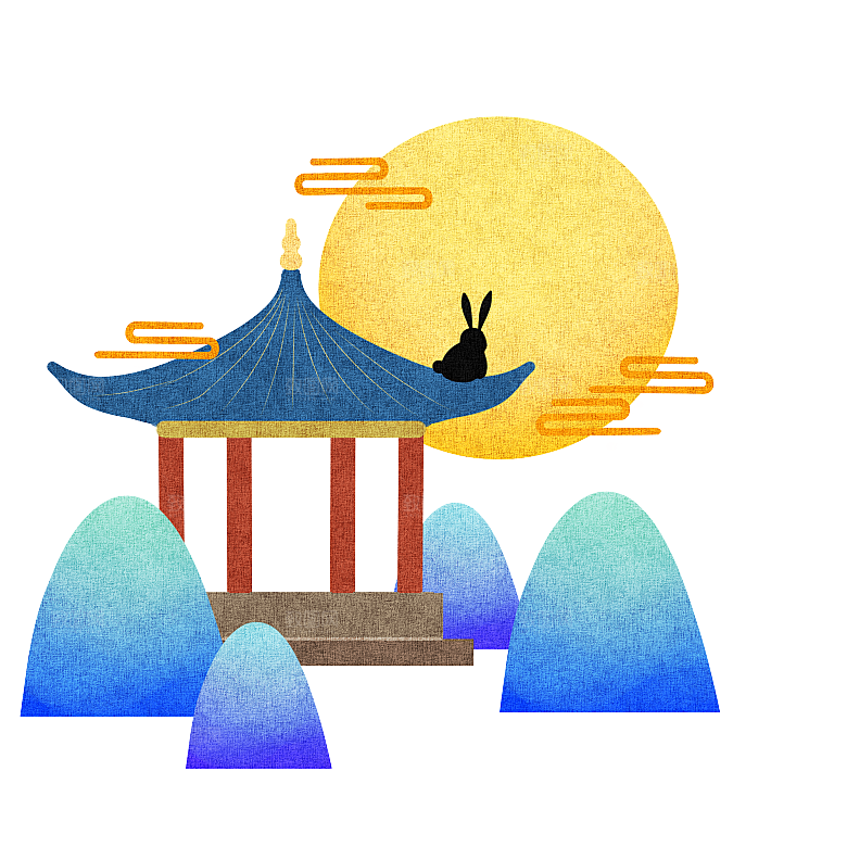 国潮风中秋节手绘装饰元素