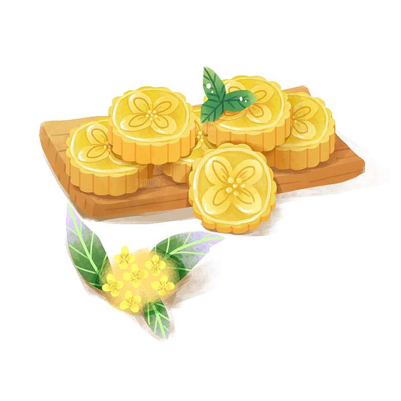 国潮风中秋节手绘装饰元素