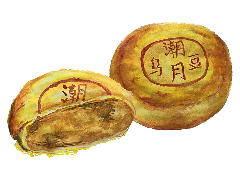 国潮风中秋节手绘装饰元素