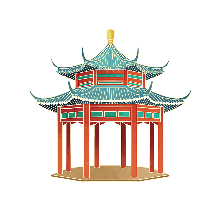 国潮风中秋节手绘装饰元素