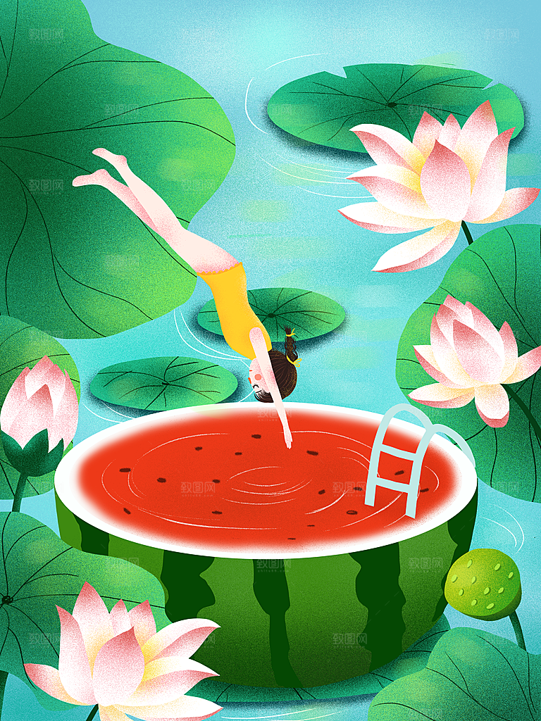 大暑节气简约大气海报