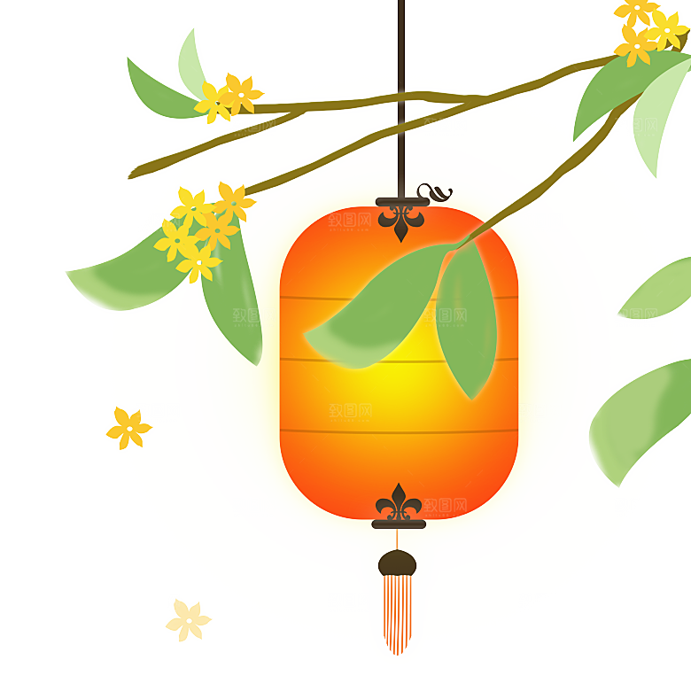 国潮风中秋节手绘装饰元素