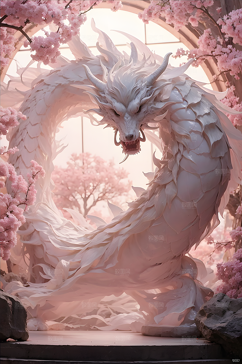 古风樱花粉巨龙AI龙