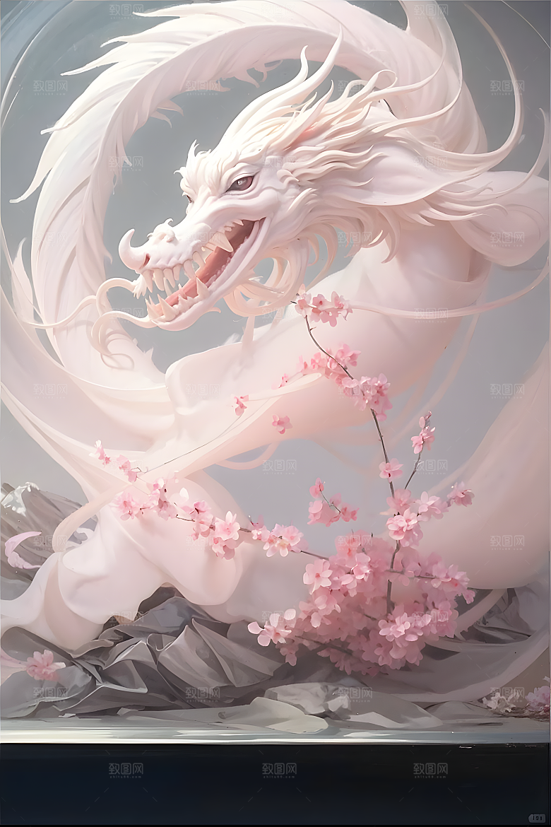 古风樱花粉巨龙AI龙