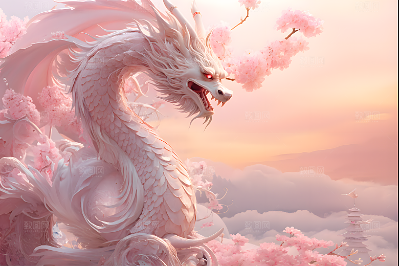 古风樱花粉巨龙AI龙
