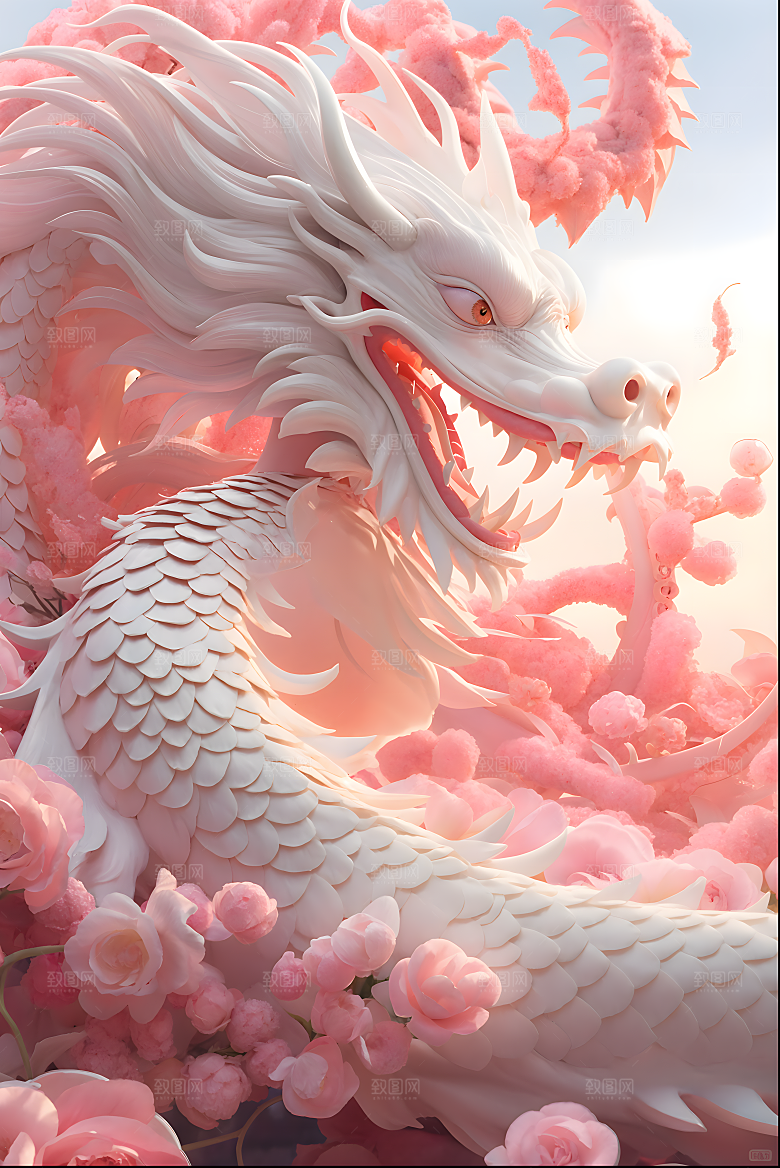 古风樱花粉巨龙AI龙