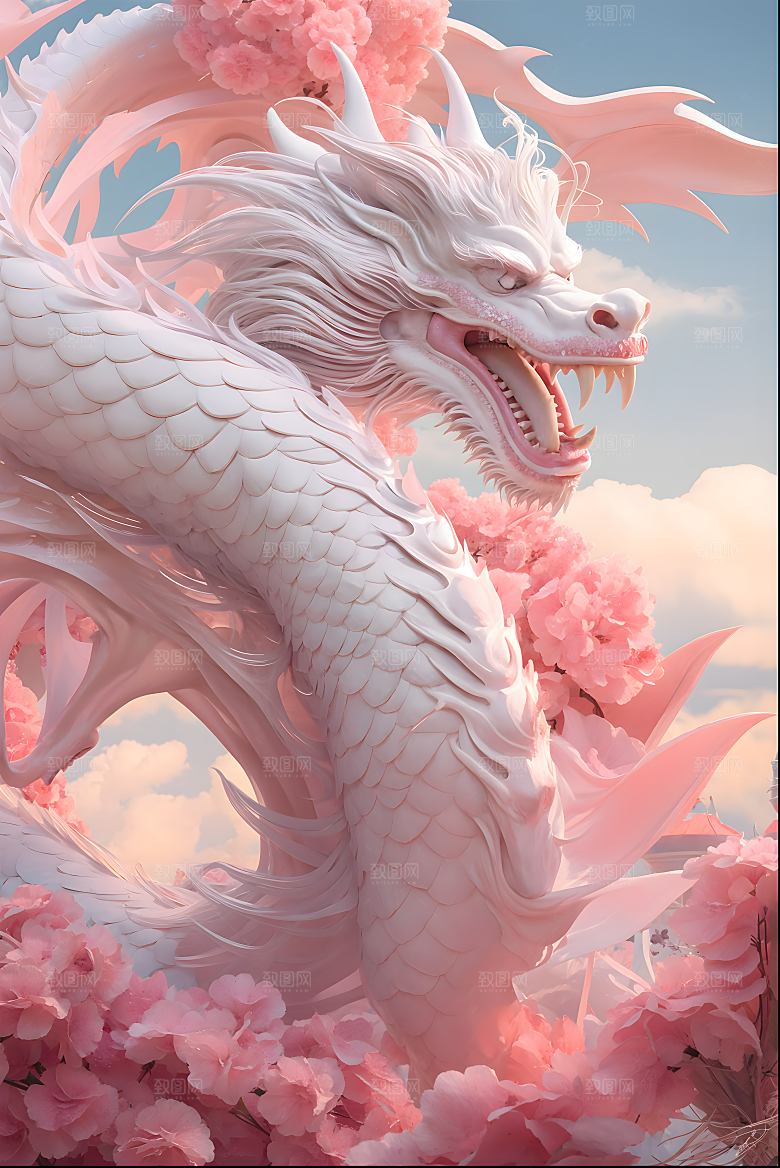 古风樱花粉巨龙AI龙