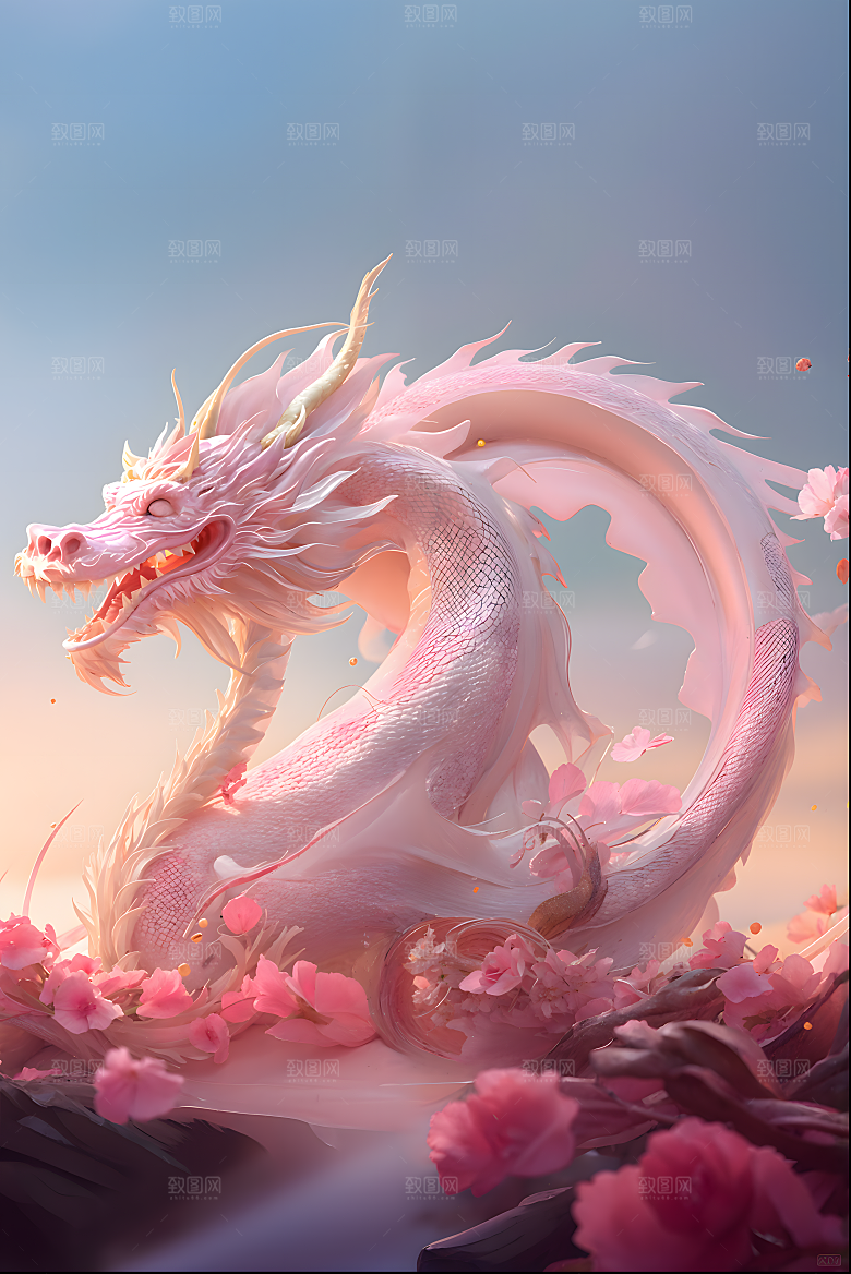 古风樱花粉巨龙AI龙