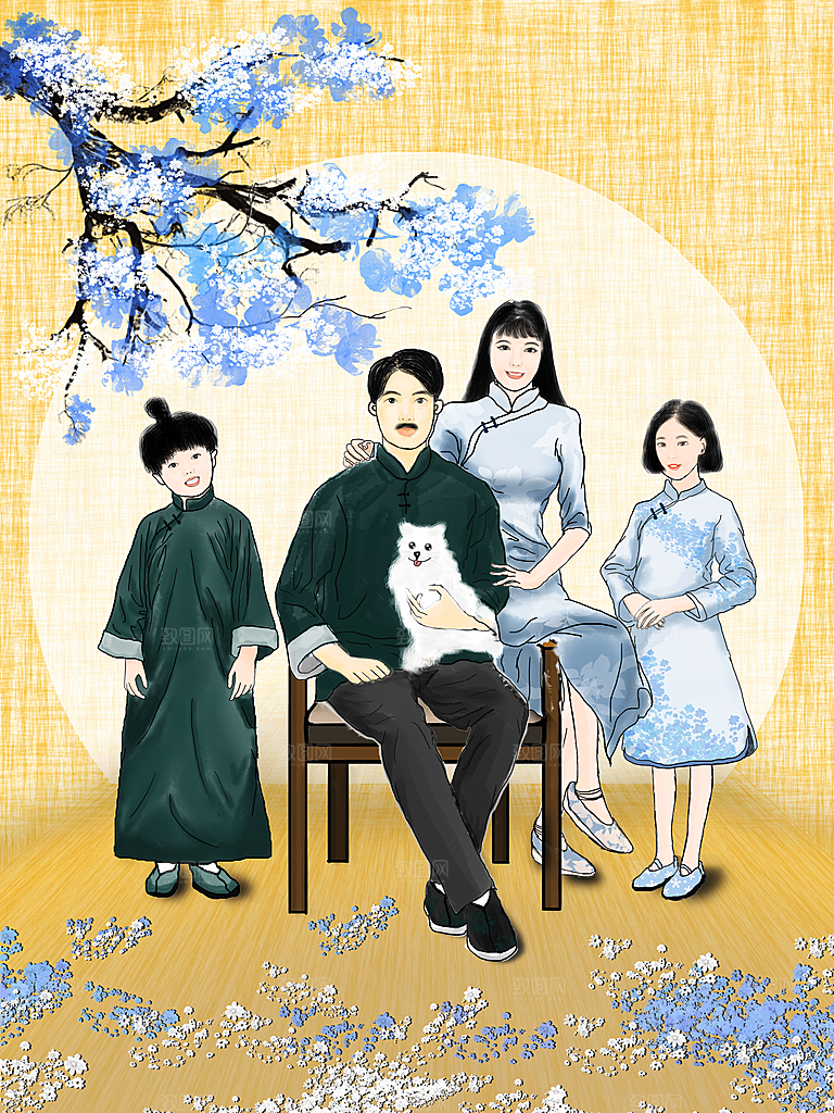 国潮风插画手绘中秋节海报