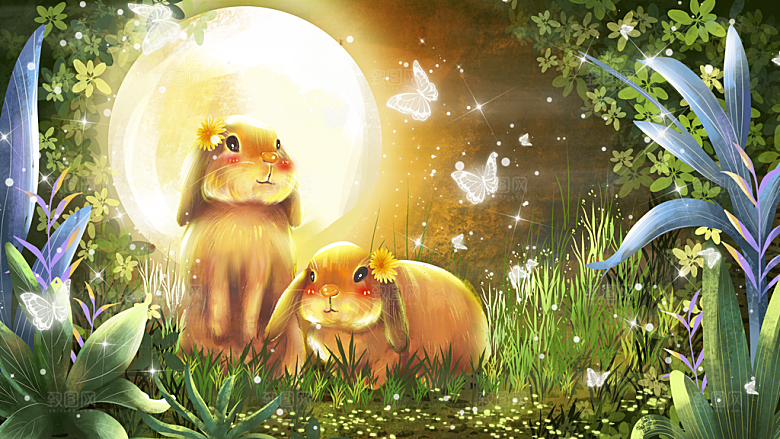 国潮风插画手绘中秋节海报55