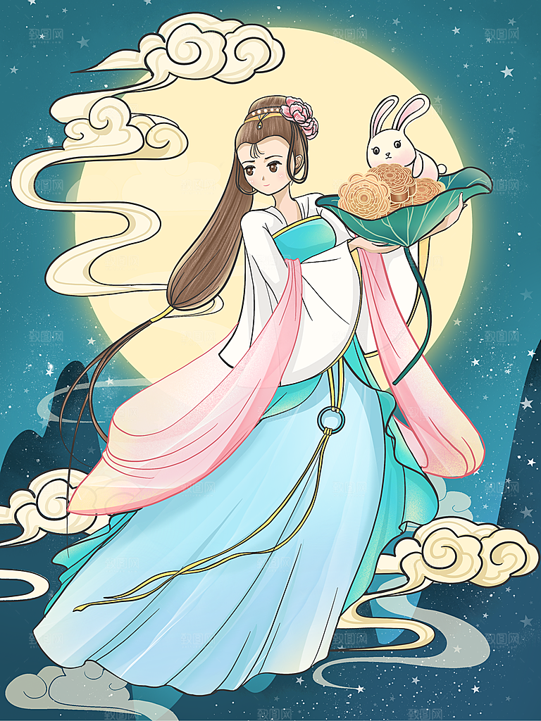 国潮风插画手绘中秋节海报