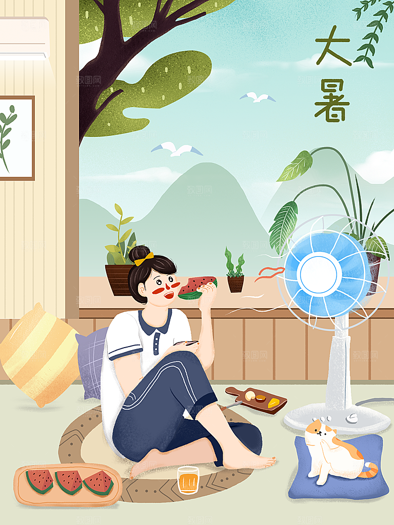 大暑节气简约大气海报
