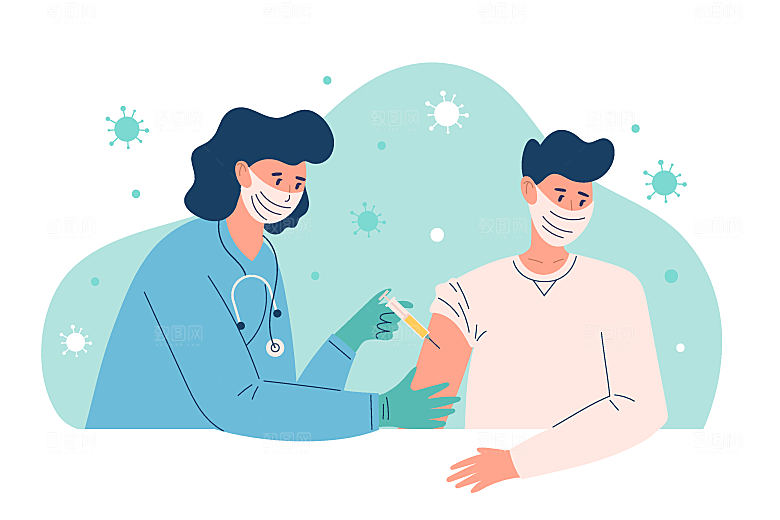 医疗人物打针防疫接种插画