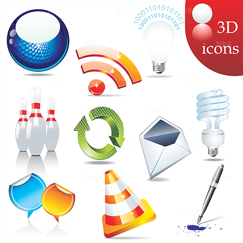 矢量互联网3D网络图标