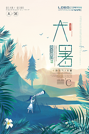 大暑节气简约大气海报