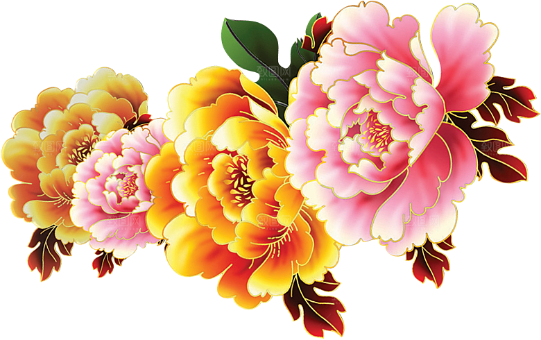 牡丹花免抠素材元素设计