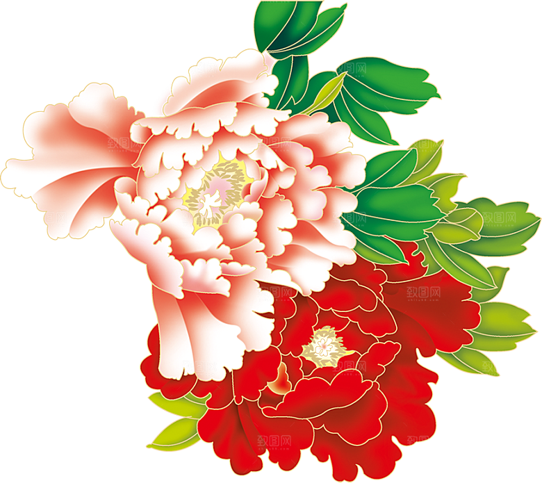 牡丹花免抠素材元素