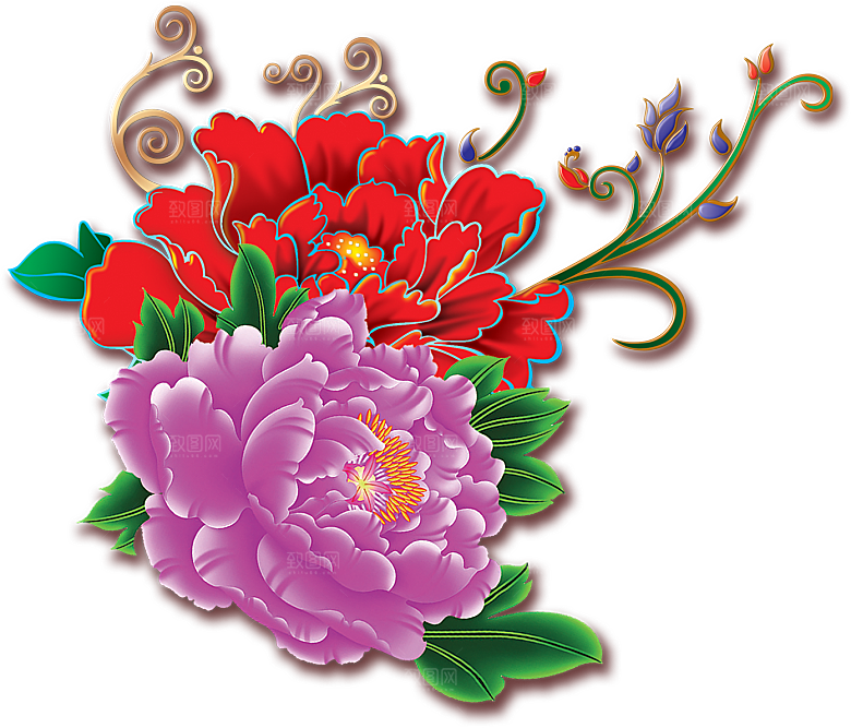 牡丹花免抠素材元素