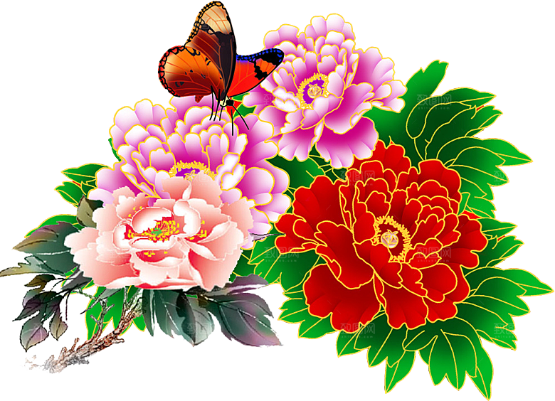 牡丹花免抠素材元素