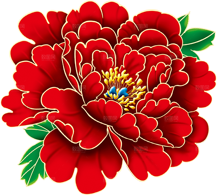 牡丹花设计元素素材免抠
