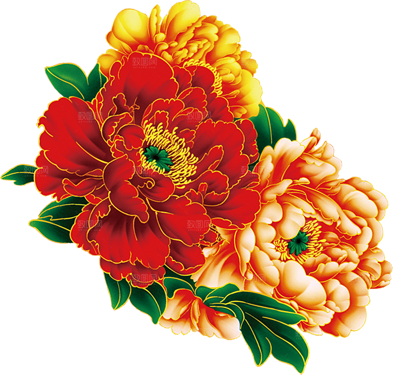 牡丹花设计元素素材免抠