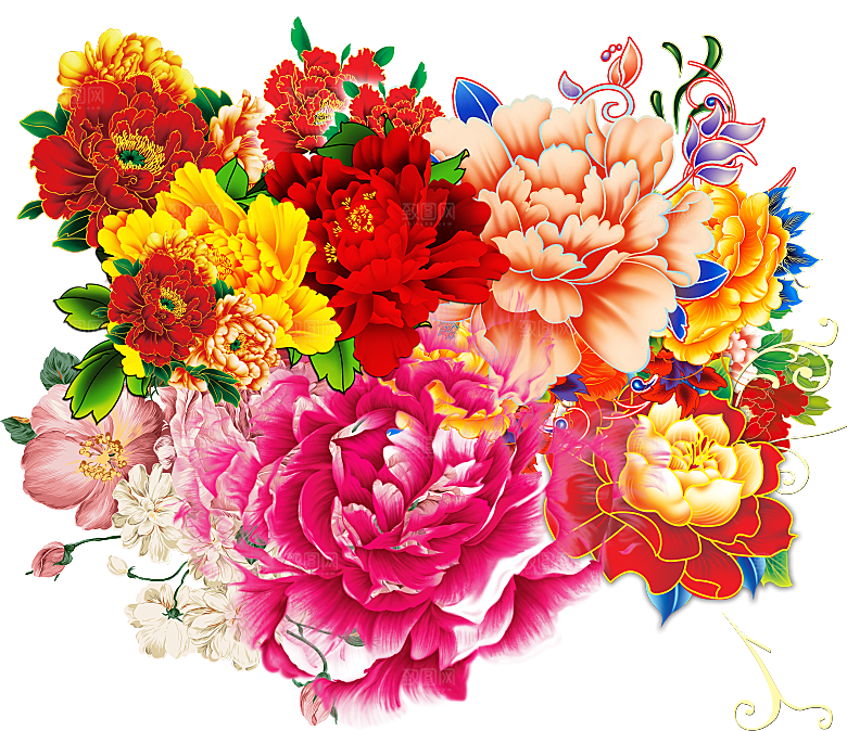 牡丹花设计元素素材免抠