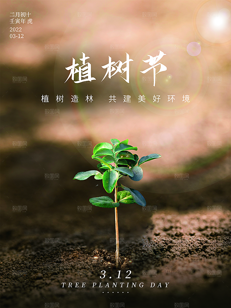 植树节节日简约大气海报