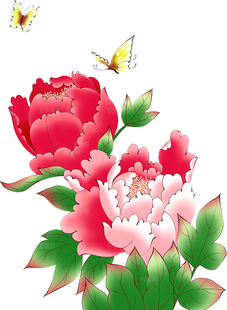 牡丹花免抠素材元素设计